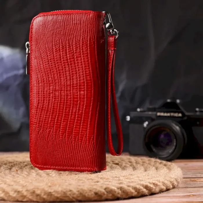 Оригинальный кошелек для женщин из натуральной фактурной кожи CANPELLINI 21613 Красный