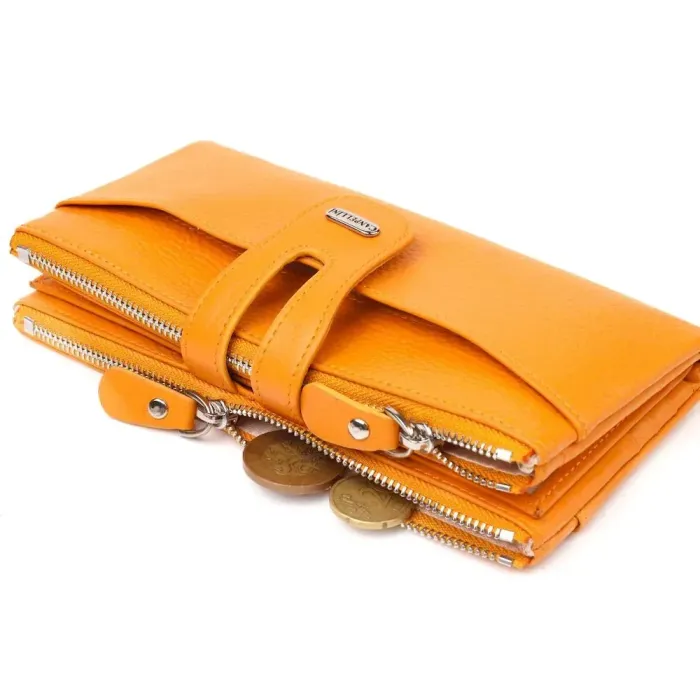 Оригинальный кошелек из натуральной зернистой кожи CANPELLINI 21631 Желтый