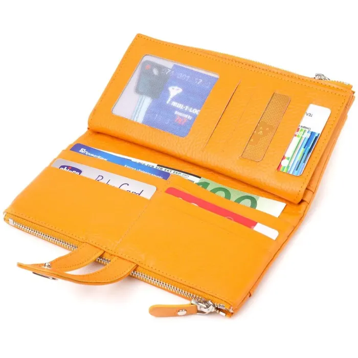 Оригинальный кошелек из натуральной зернистой кожи CANPELLINI 21631 Желтый