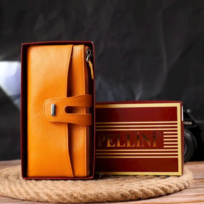 Оригинальный кошелек из натуральной зернистой кожи CANPELLINI 21631 Желтый