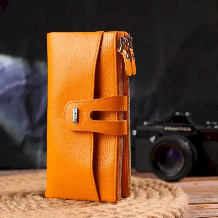 Оригинальный кошелек из натуральной зернистой кожи CANPELLINI 21631 Желтый