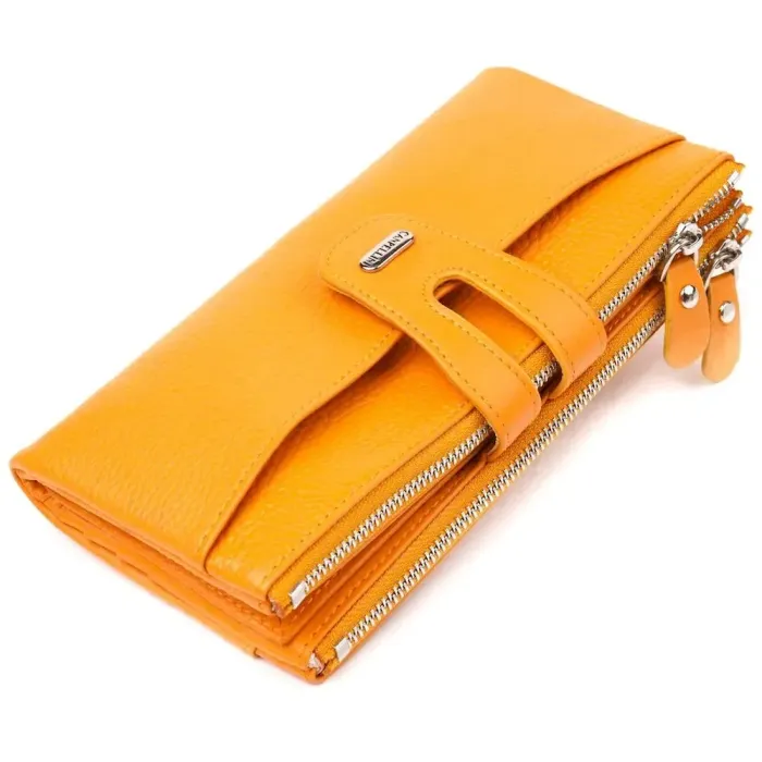 Оригинальный кошелек из натуральной зернистой кожи CANPELLINI 21631 Желтый