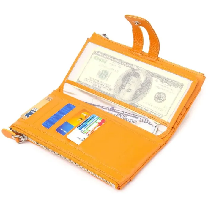 Оригинальный кошелек из натуральной зернистой кожи CANPELLINI 21631 Желтый