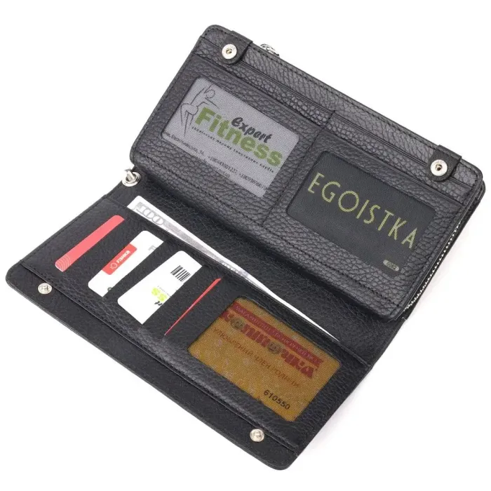 Оригінальний гаманець-клатч із натуральної шкіри з тисненням під крокодила KARYA 21137 Чорний