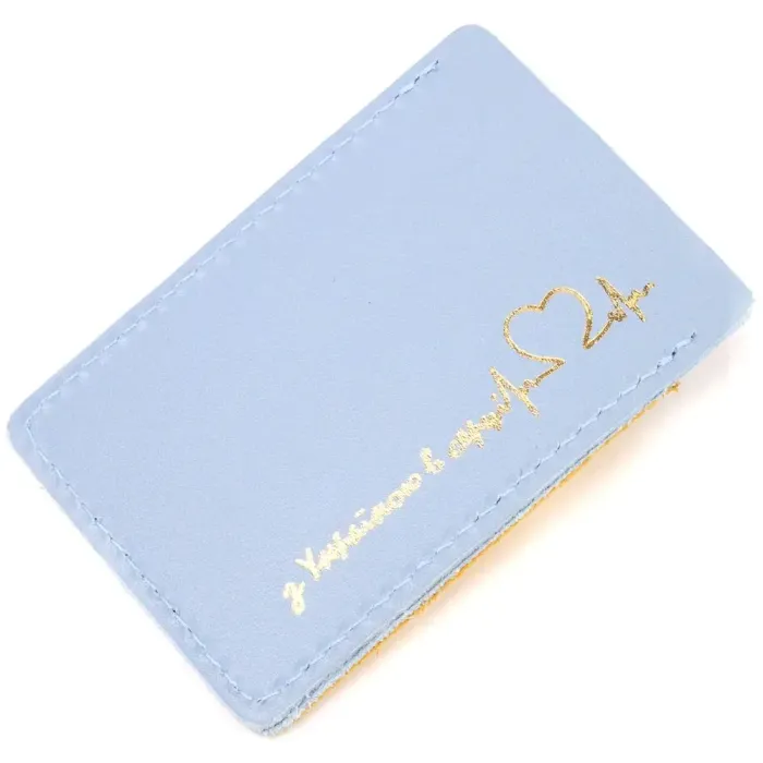 Оригінальний шкіряний картхолдер комбі двох кольорів Серце GRANDE PELLE 16701 Жовто-блакитний