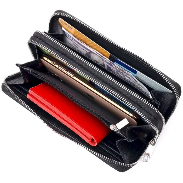 Оригінальний чоловічий клатч із фактурної натуральної шкіри KARYA 21312 Чорний