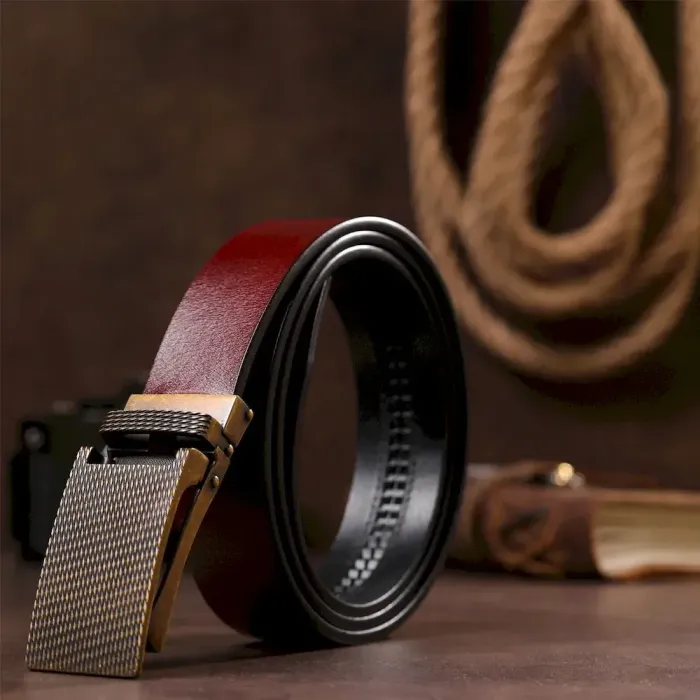 Оригінальний чоловічий ремінь з автоматичною пряжкою латунної Vintage 20214 Коричневий
