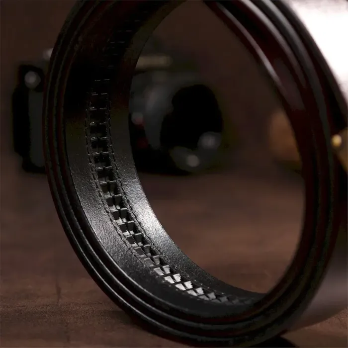 Оригінальний чоловічий ремінь з автоматичною пряжкою латунної Vintage 20214 Коричневий