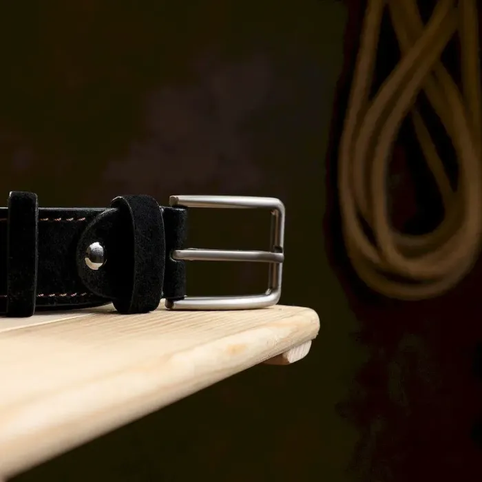 Оригінальний замшевий ремінь для чоловіків Vintage 20704 Чорний