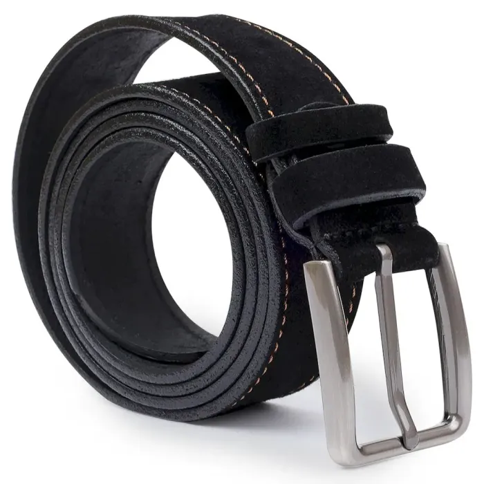 Оригінальний замшевий ремінь для чоловіків Vintage 20704 Чорний
