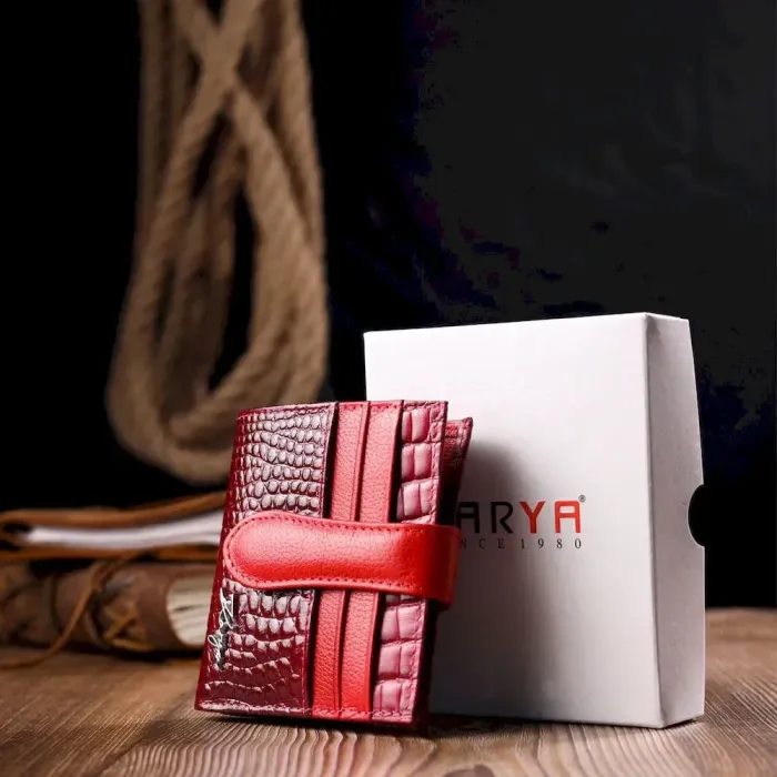 Оригинальный женский бумажник из натуральной фактурной кожи KARYA 20949 Красный