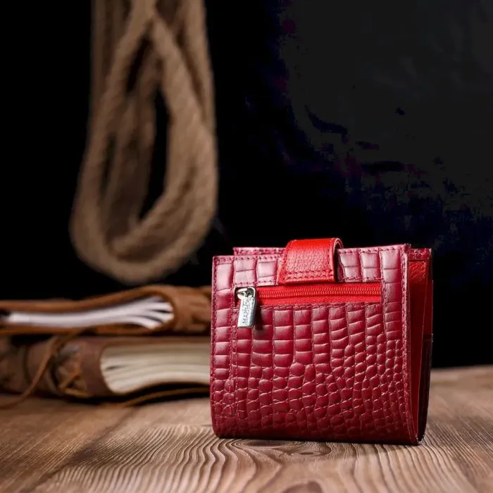 Оригинальный женский бумажник из натуральной фактурной кожи KARYA 20949 Красный