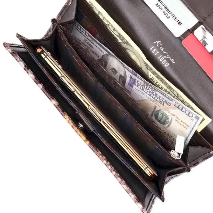 Оригинальный женский кошелек из натуральной фактурной кожи под змею KARYA 21012 Коричневый