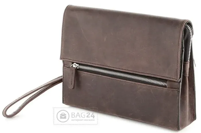 Барсетка SHVIGEL 00757 із вінтажної шкіри Коричнева