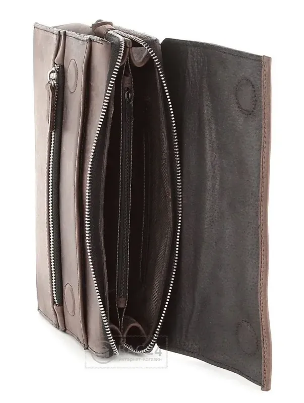 Барсетка SHVIGEL 00757 із вінтажної шкіри Коричнева