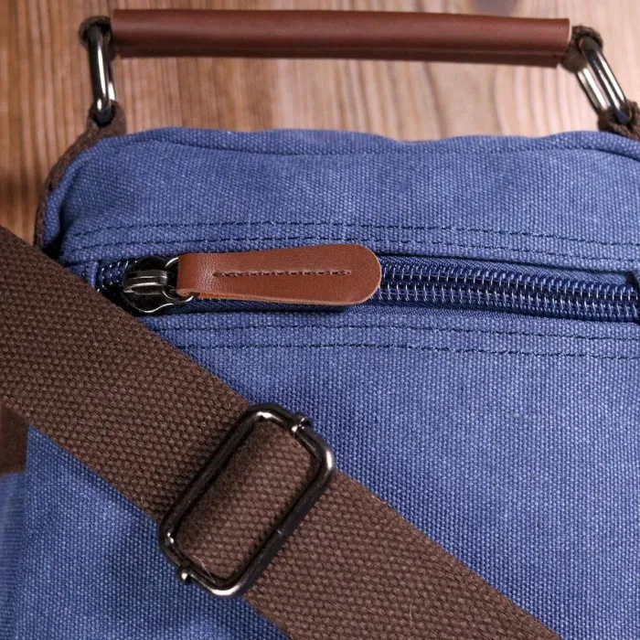 Отличная мужская сумка из плотного текстиля 21228 Vintage Синяя
