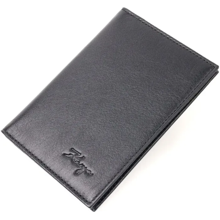 Отличная обложка на документы гладкой кожи KARYA 20928 Черный