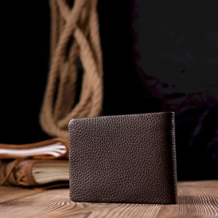 Отличное мужское портмоне из зернистой кожи KARYA 21063 Коричневый