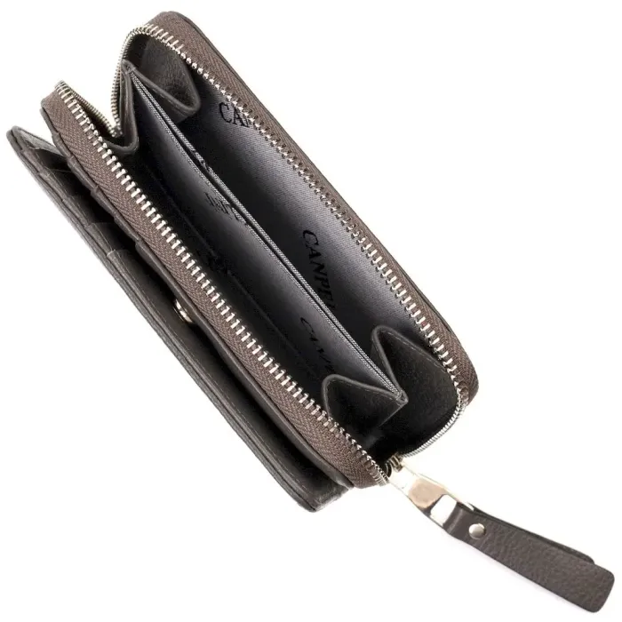 Отличное женское портмоне среднего размера из натуральной зернистой кожи CANPELLINI 21908 Серое