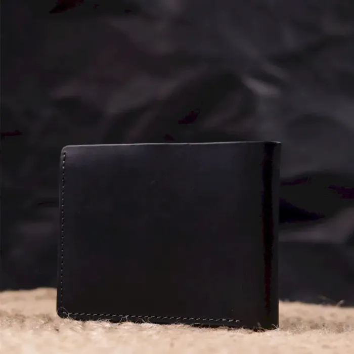 Відмінний шкіряний гаманець без застібки Слава ЗСУ GRANDE PELLE 16754 Чорний