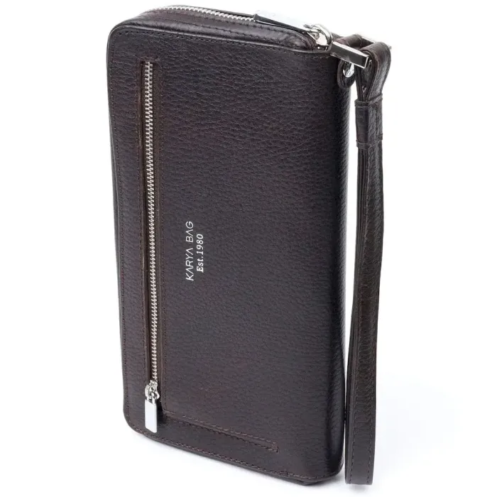 Отличный мужской клатч KARYA 20908 кожаный Коричневый