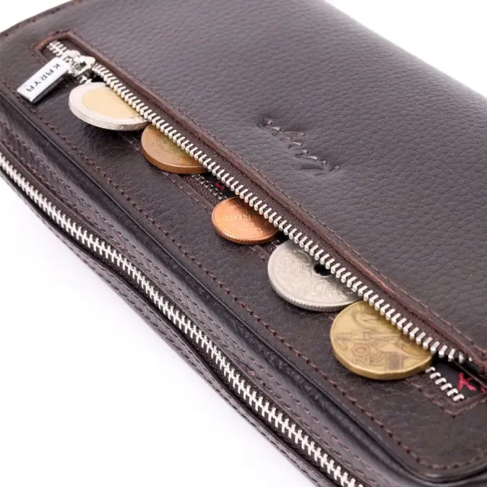 Отличный мужской клатч KARYA 20908 кожаный Коричневый