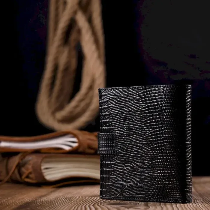 Відмінний чоловічий гаманець із фактурної шкіри KARYA 21038 Чорний