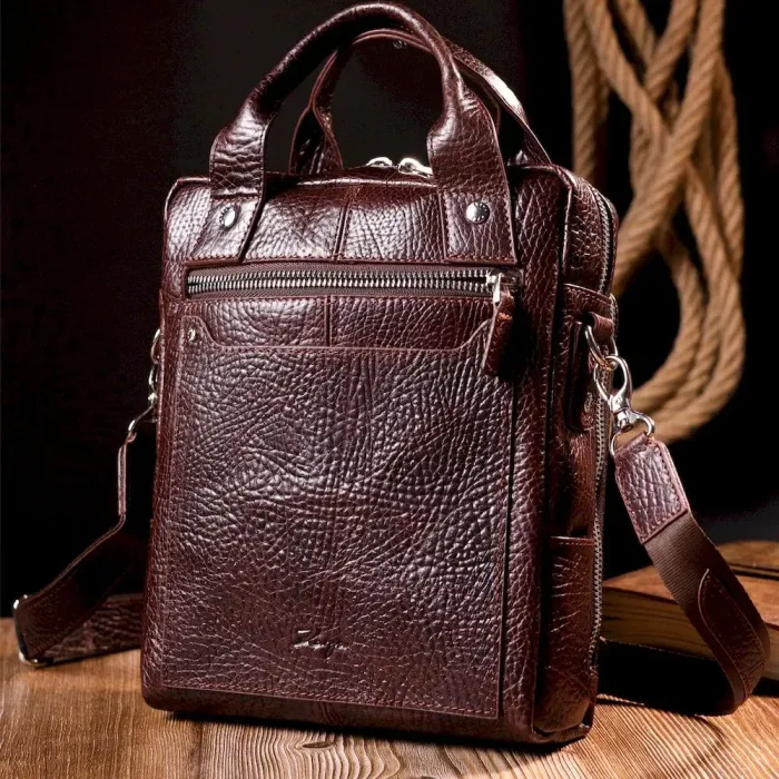 Отличный мужской мессенджер KARYA 20887 кожаный Коричневый