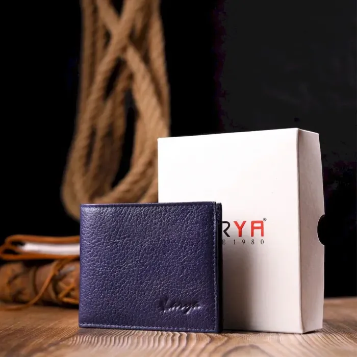 Відмінний чоловічий затискач із зернистої шкіри KARYA 21053 Синій