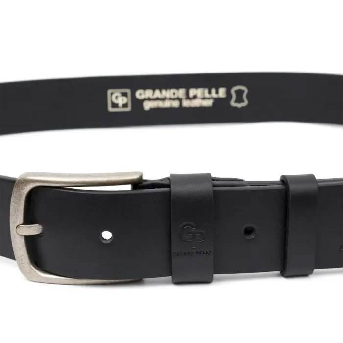 Відмінний ремінь під джинси з натуральної шкіри GRANDE PELLE 11692 Чорний