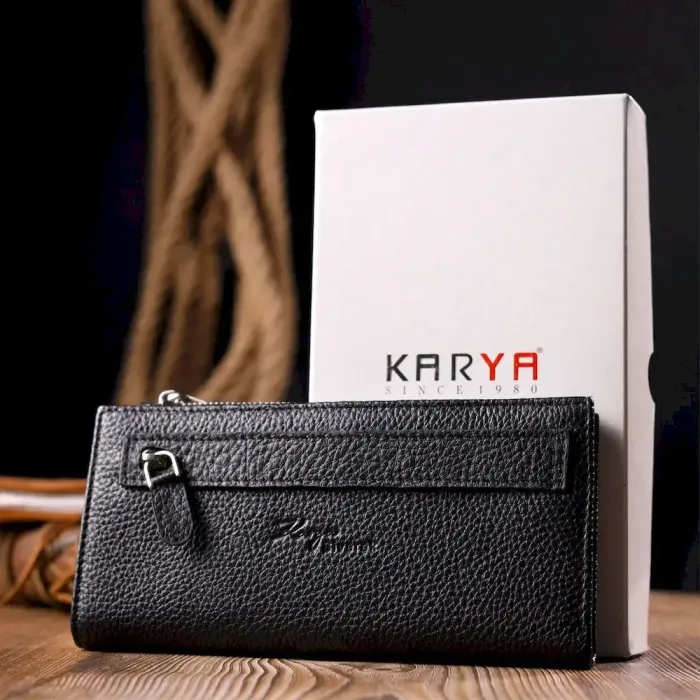 Відмінний складаний гаманець з натуральної шкіри KARYA 21132 Чорний