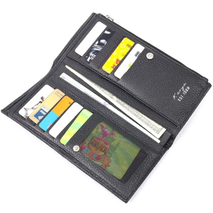 Відмінний складаний гаманець з натуральної шкіри KARYA 21132 Чорний