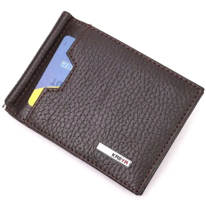 Відмінний затискач для грошей з натуральної шкіри KARYA 21353 Коричневий