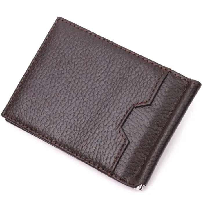 Відмінний затискач для грошей з натуральної шкіри KARYA 21353 Коричневий