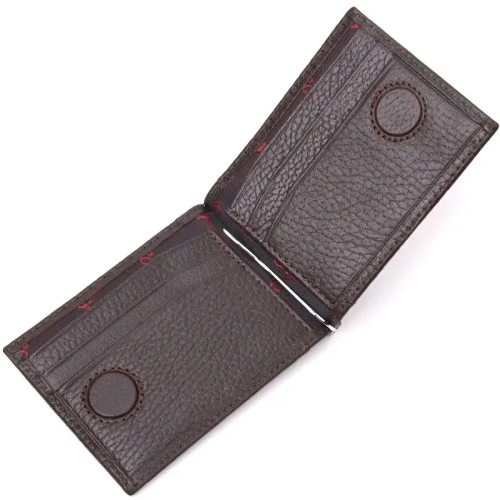 Відмінний затискач для грошей з натуральної шкіри KARYA 21353 Коричневий