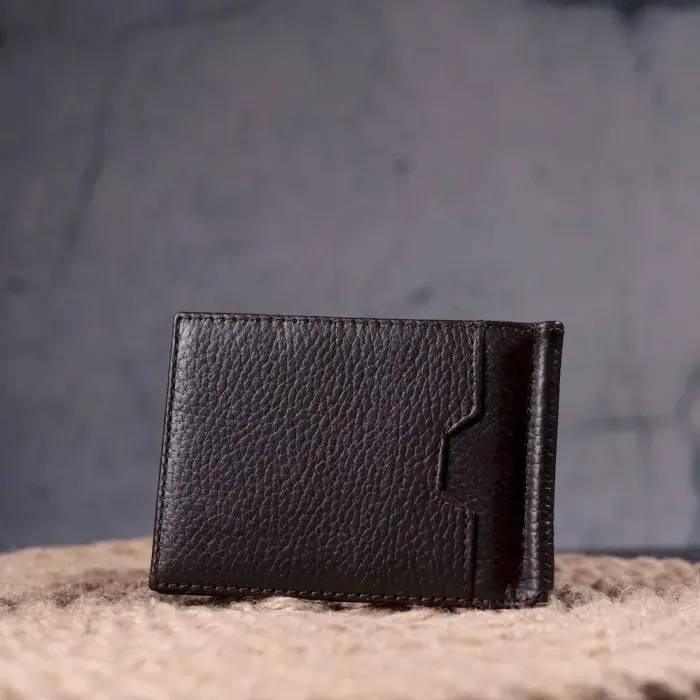 Відмінний затискач для грошей з натуральної шкіри KARYA 21353 Коричневий