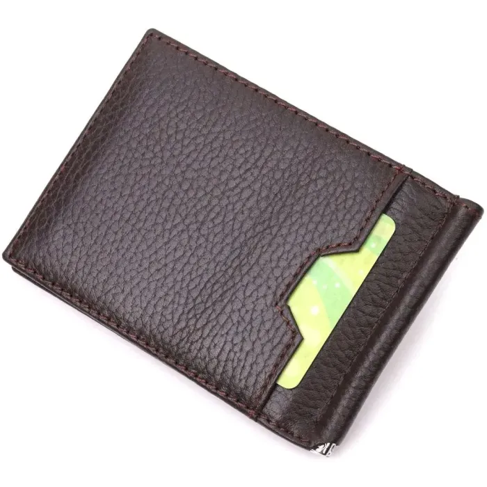 Відмінний затискач для грошей з натуральної шкіри KARYA 21353 Коричневий