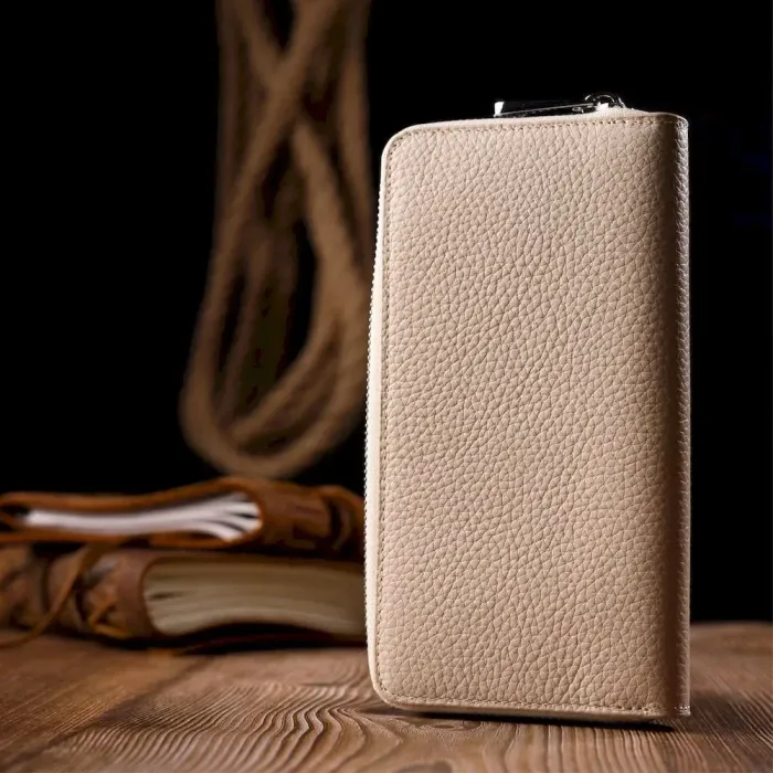 Отличный женский кошелек из натуральной кожи KARYA 21153 Молочный