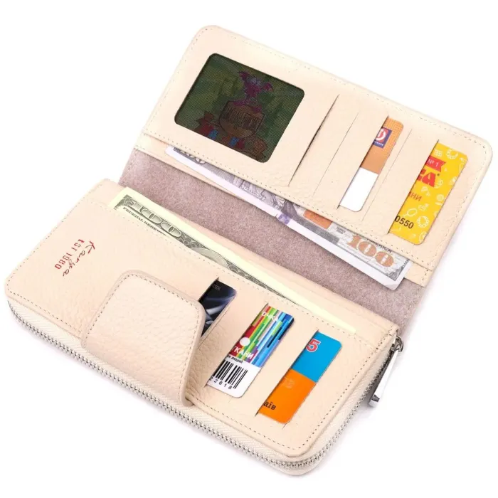 Отличный женский кошелек из натуральной кожи KARYA 21153 Молочный