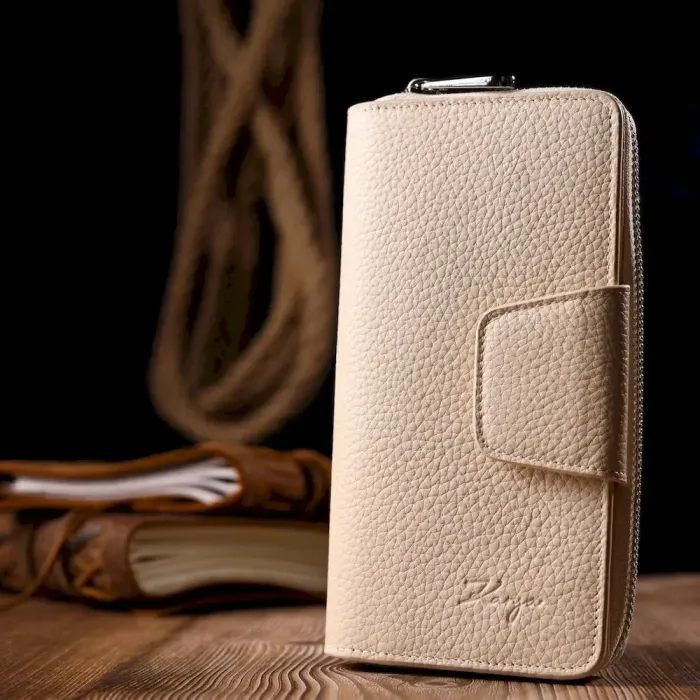 Отличный женский кошелек из натуральной кожи KARYA 21153 Молочный