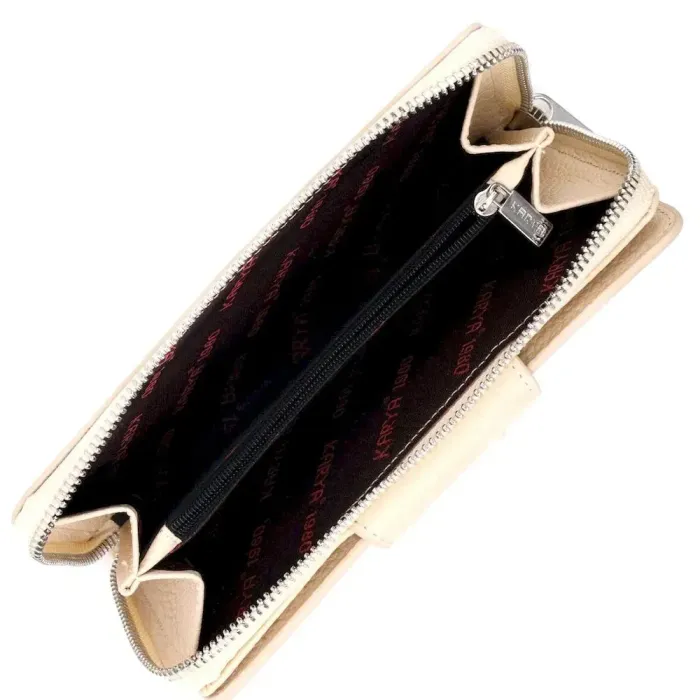 Отличный женский кошелек из натуральной кожи KARYA 21153 Молочный