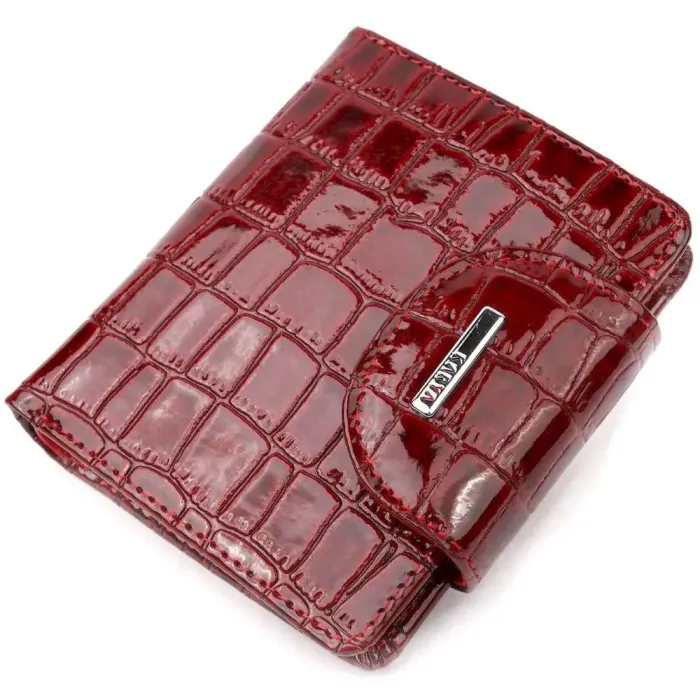 Відмінний жіночий гаманець з натуральної лакованої шкіри з тисненням під крокодила KARYA 21124