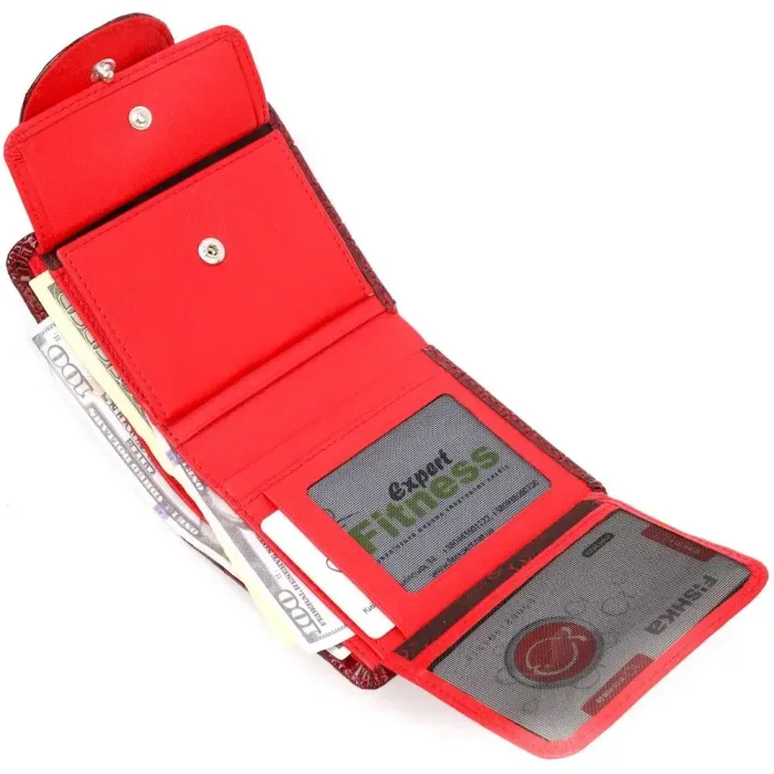 Відмінний жіночий гаманець з натуральної лакованої шкіри з тисненням під крокодила KARYA 21124