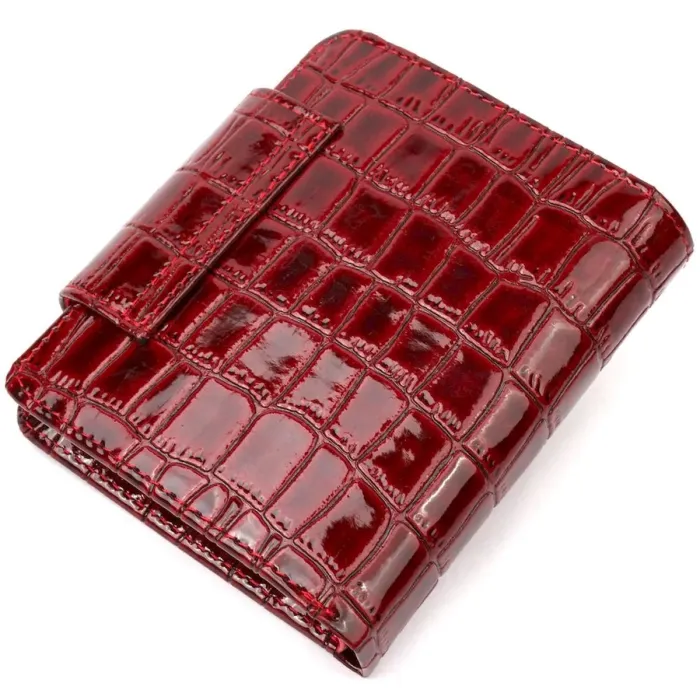 Відмінний жіночий гаманець з натуральної лакованої шкіри з тисненням під крокодила KARYA 21124