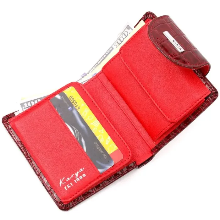 Відмінний жіночий гаманець з натуральної лакованої шкіри з тисненням під крокодила KARYA 21124