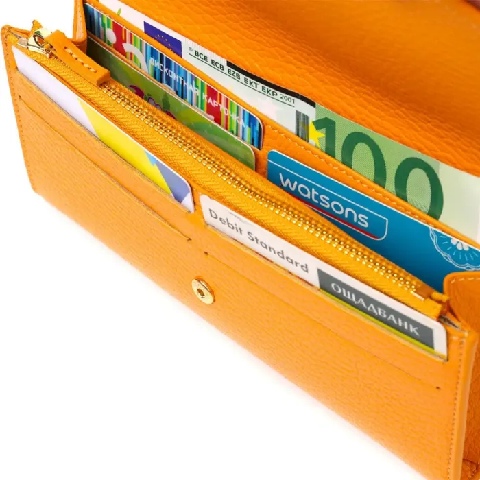 Отличный женский кошелек с монетницей на молнии из натуральной кожи Tony Bellucci 21978 Желтый