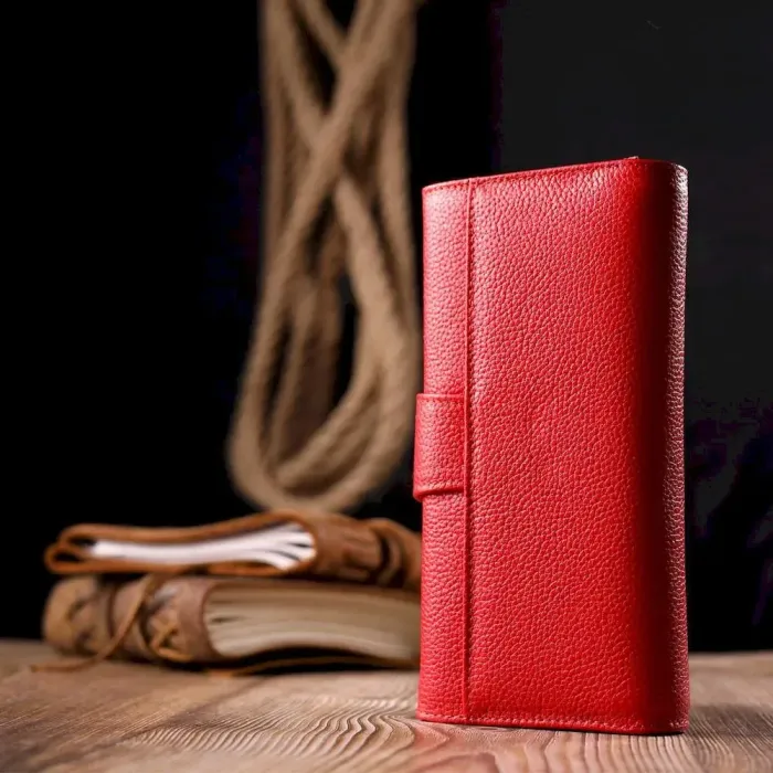 Отличный женский складной кошелек из натуральной кожи KARYA 21148 Красный