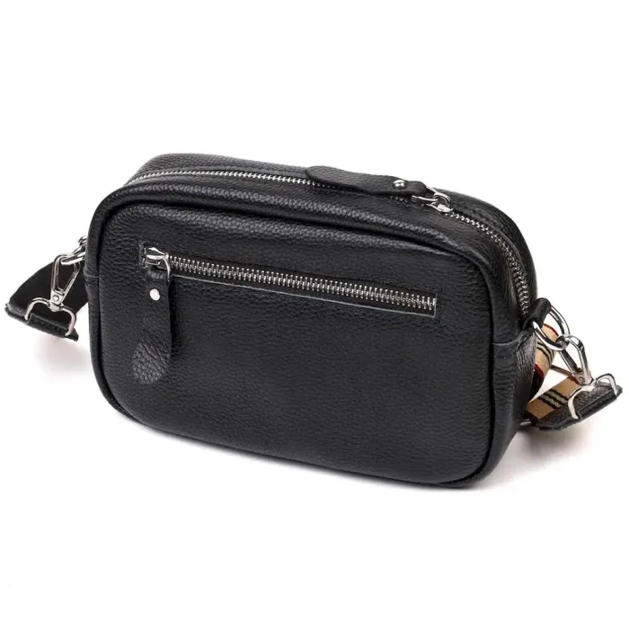 Відмінна сумка жіноча на плече з натуральної шкіри 22123 Vintage Чорна