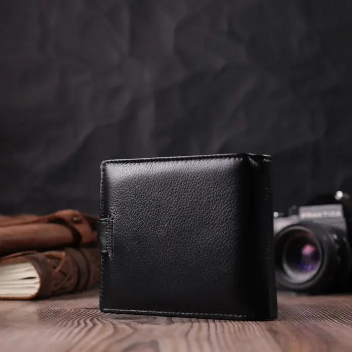 Відмінний горизонтальний гаманець для чоловіків із натуральної шкіри ST Leather 22465 Чорний