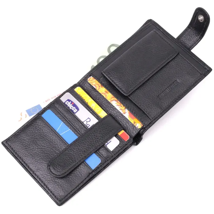 Відмінний горизонтальний гаманець для чоловіків із натуральної шкіри ST Leather 22465 Чорний
